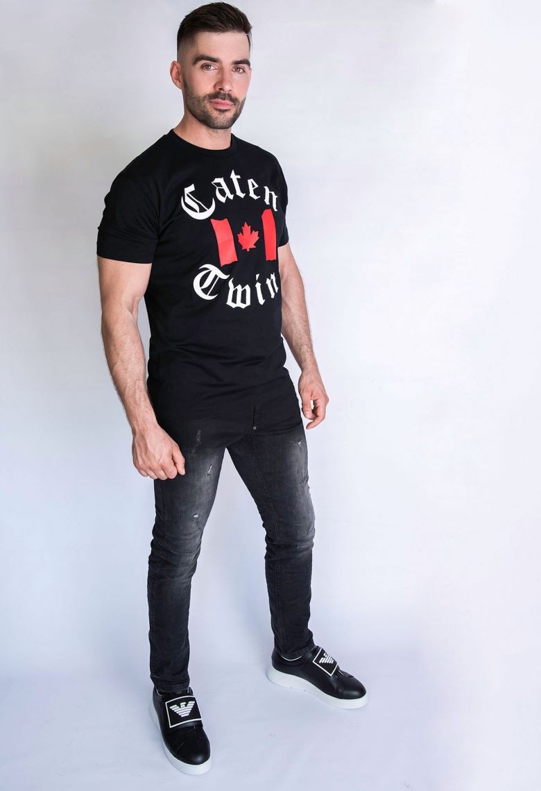 DSQUARED2 Чорна чоловіча футболказ принтом