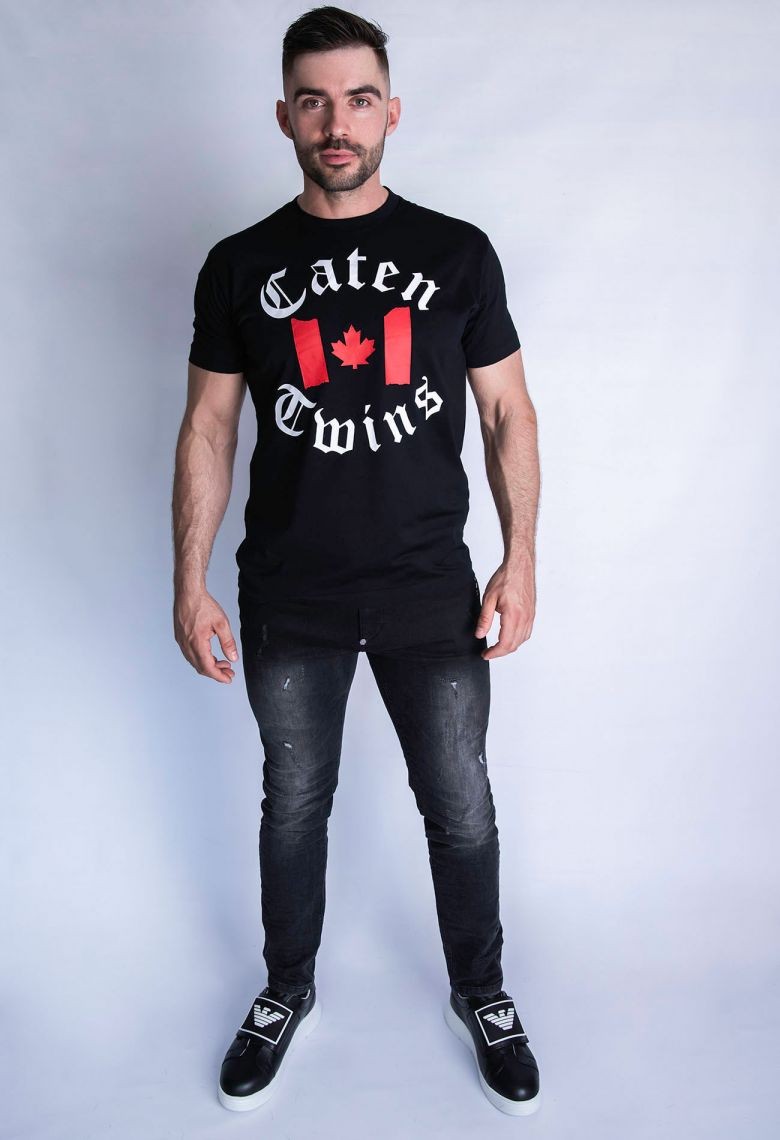 DSQUARED2 Чорна чоловіча футболказ принтом