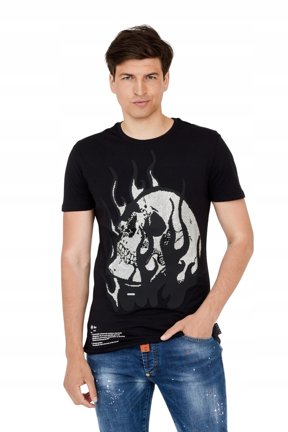 PHILIPP PLEIN T-shirt with skull in flames