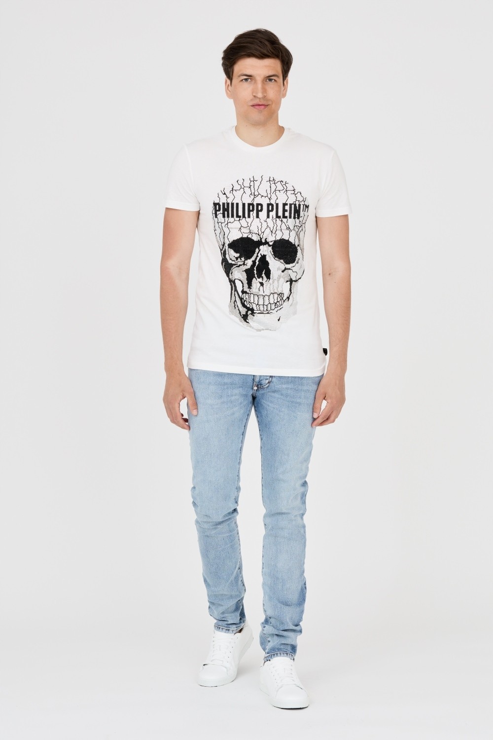 PHILIPP PLEIN T-shirt white with cracked skull