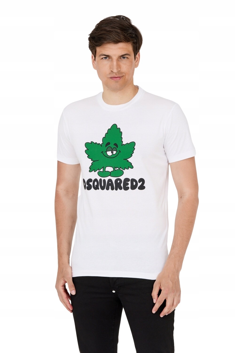 DSQUARED2 White t-shirt with green leaf