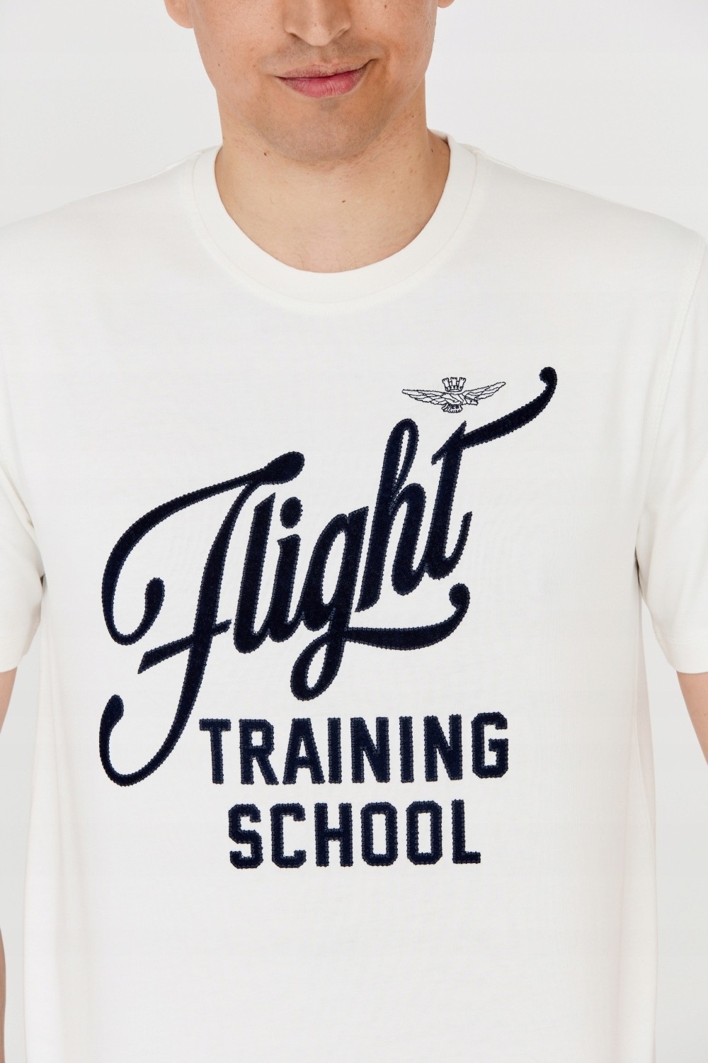 AERONAUTICA MILITARE Tricou alb din bumbac pentru bărbați