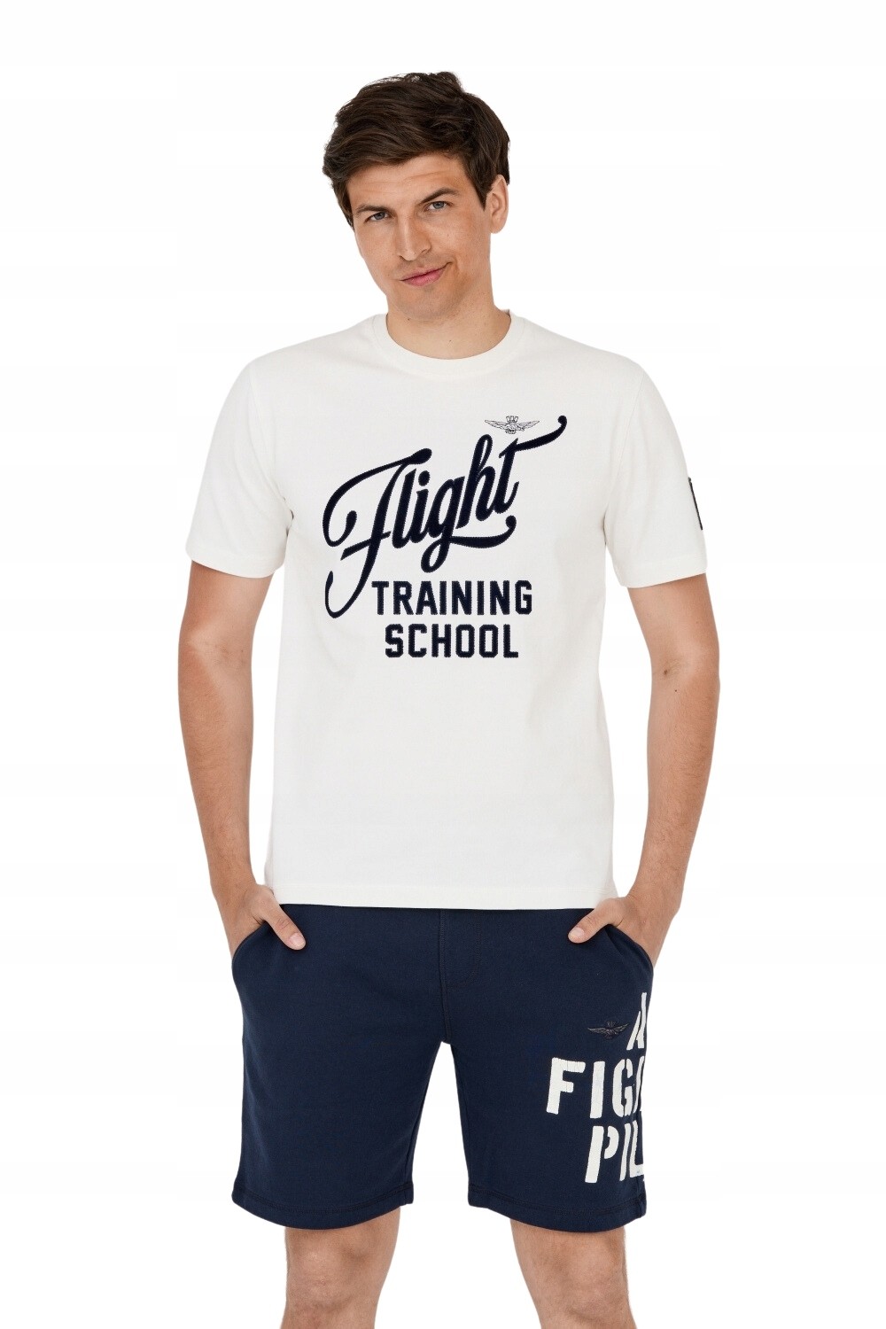 AERONAUTICA MILITARE Tricou alb din bumbac pentru bărbați