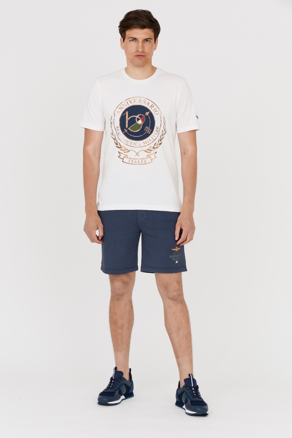 AERONAUTICA MILITARE Tricou alb din bumbac pentru bărbați