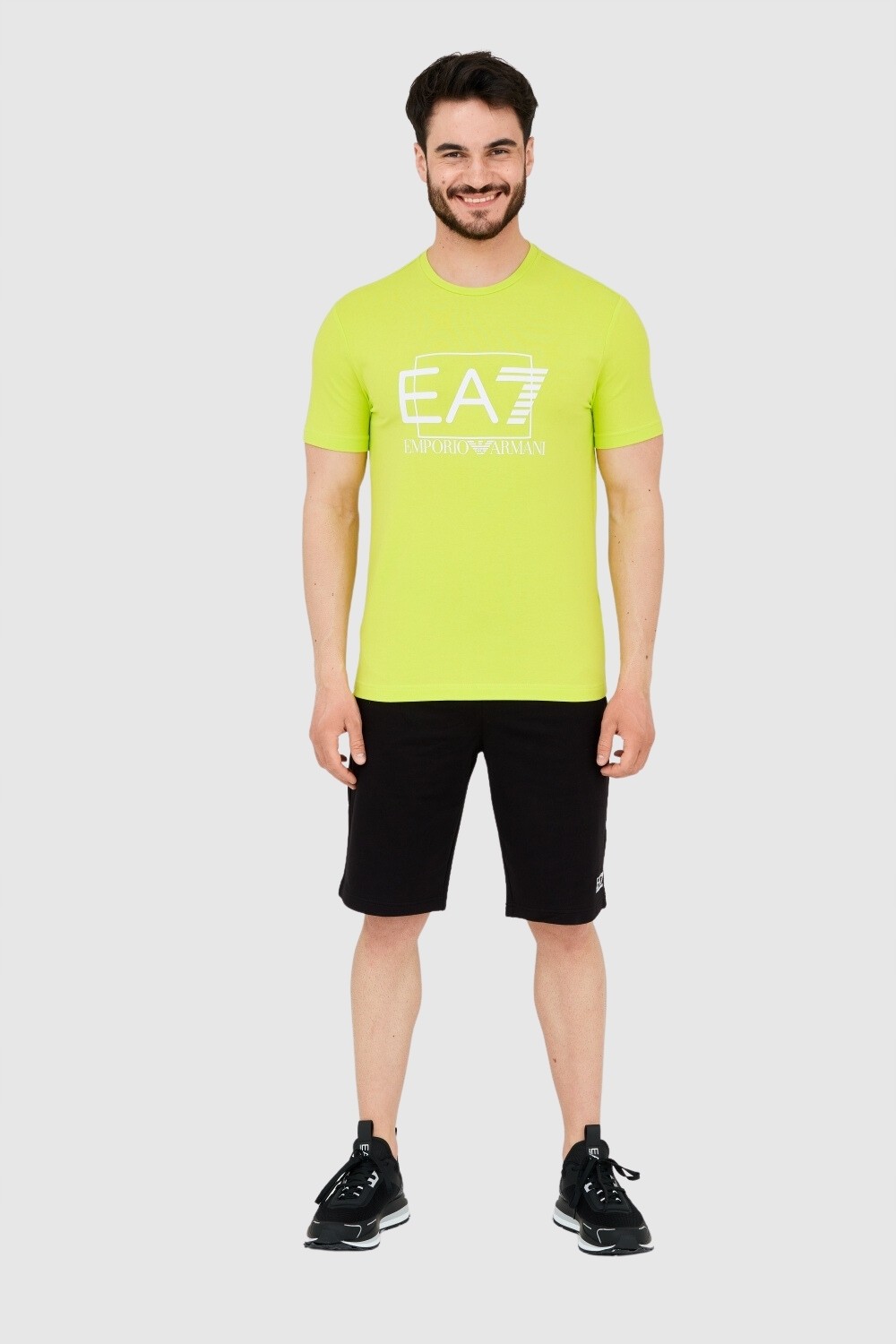 EA7 Tricou verde pentru bărbați cu logo alb mare