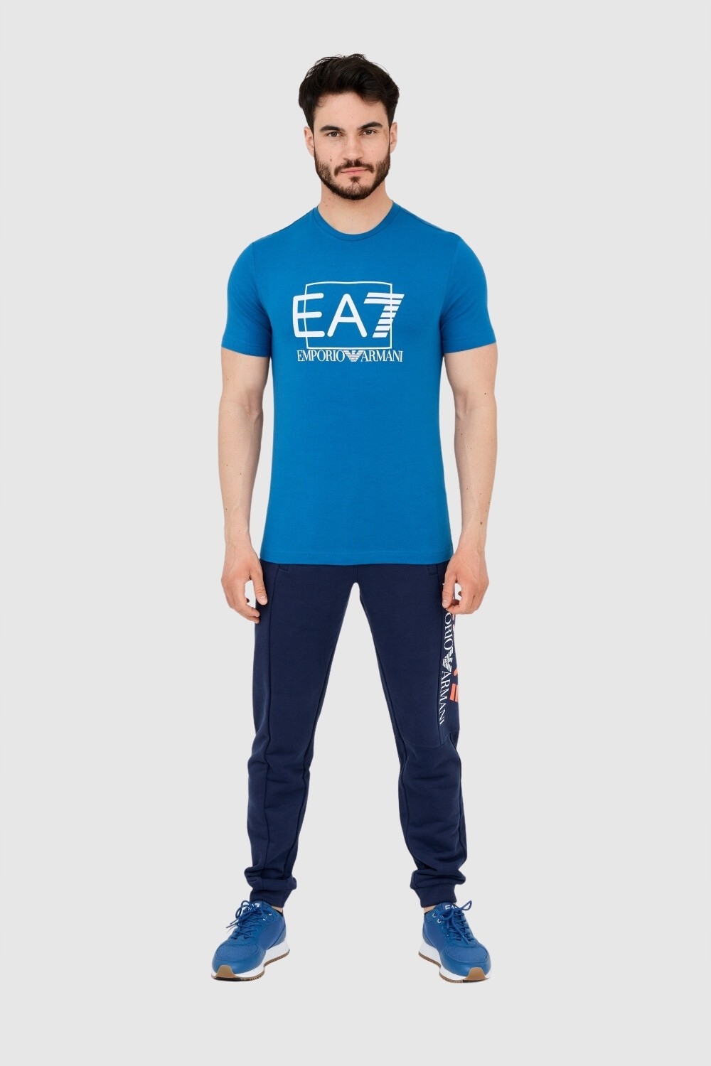 EA7 Blue men's t-shirt with large logo