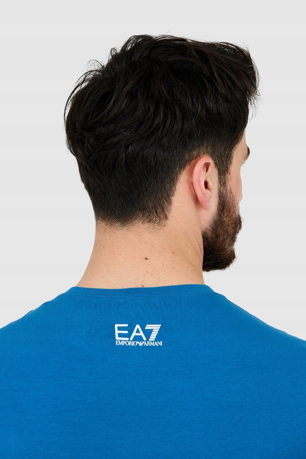 EA7 T-shirt męski niebieski z dużym logo