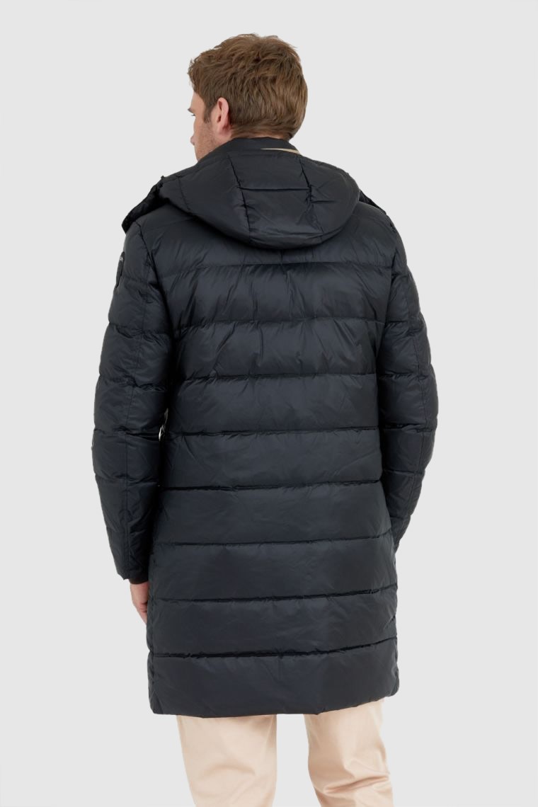 BLAUER Black long down jacket for men GUS with detachable hood