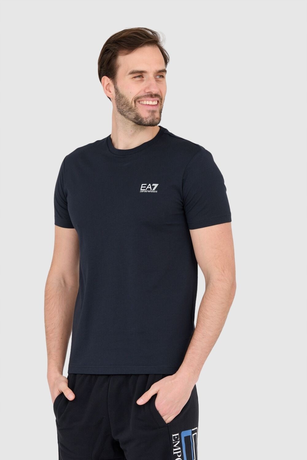 EA7 Granatowy t-shirt męski z małym logo