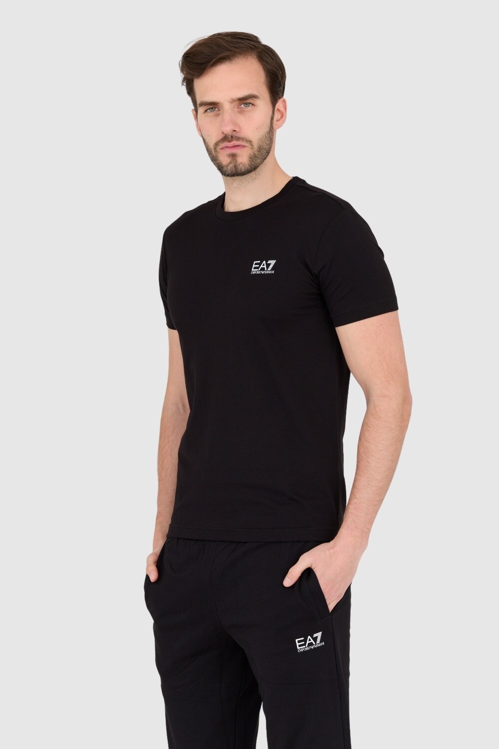 EA7 Black men's t-shirt with small white logo