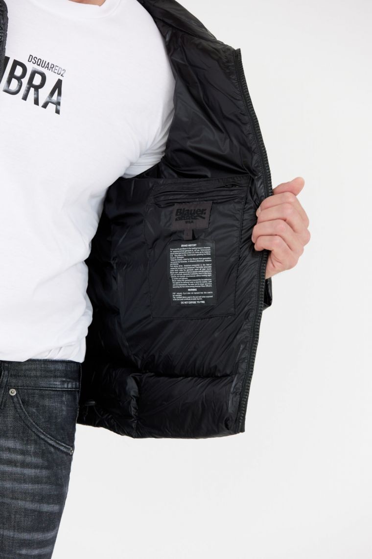 BLAUER Czarna męska puchowa kurtka Enrique z goglami