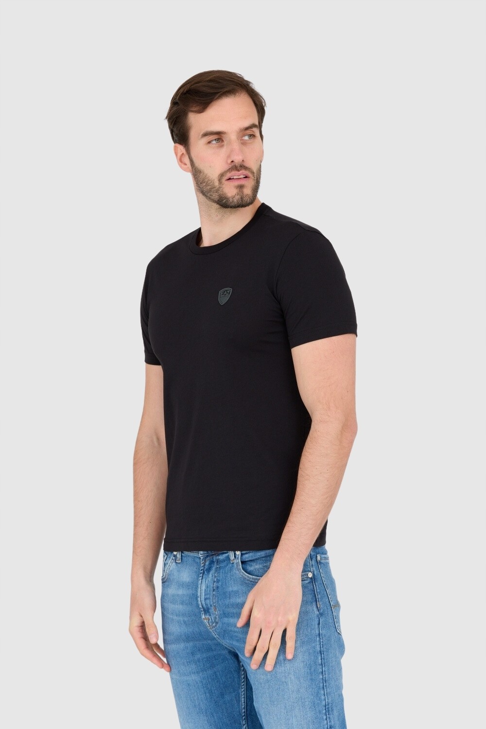 EA7 Black men's t-shirt with logo patch