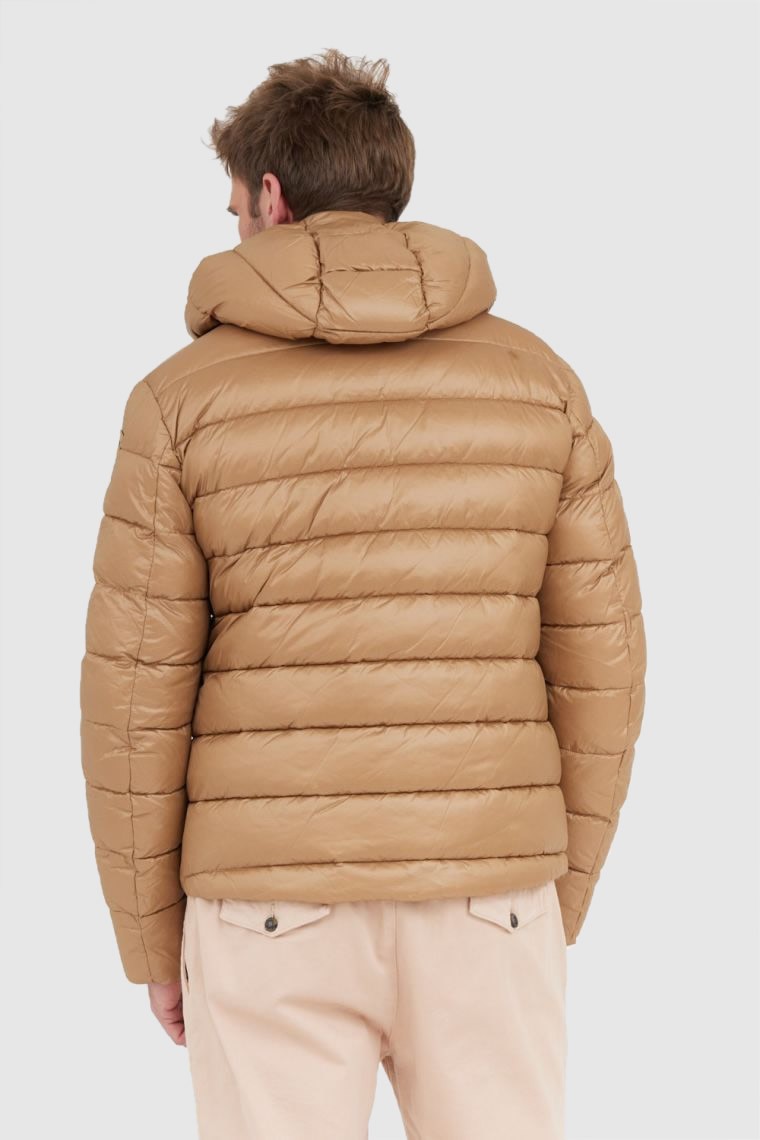 BLAUER Light brown men's Virgil down jacket with hood