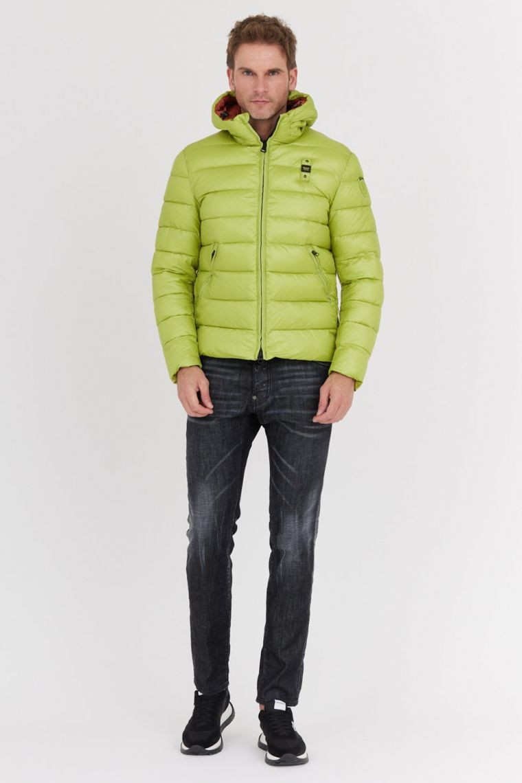 BLAUER Light green men's Virgil down jacket with hood
