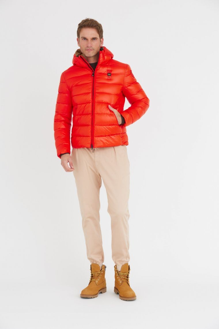 BLAUER Men's orange Virgil down jacket with hood