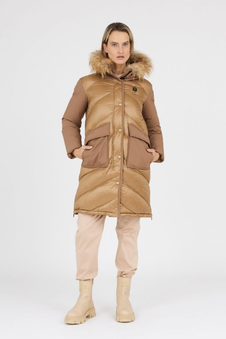 BLAUER Brown Gwendolyn down jacket with hood