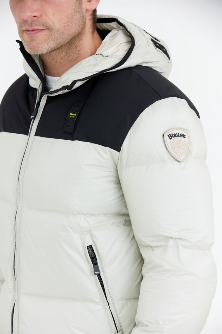 BLAUER Jachetă Cooper gri pentru bărbați cu logo pe glugă