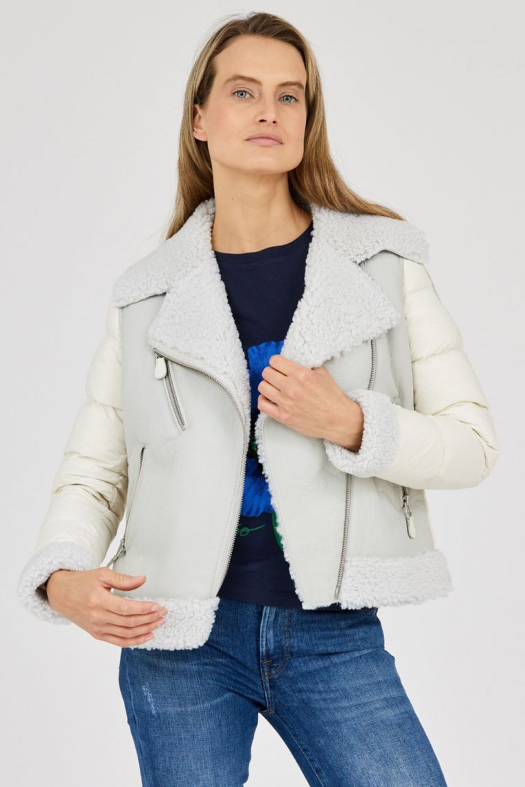 BLAUER Dove sheepskin coat for women with quilted sleeves
