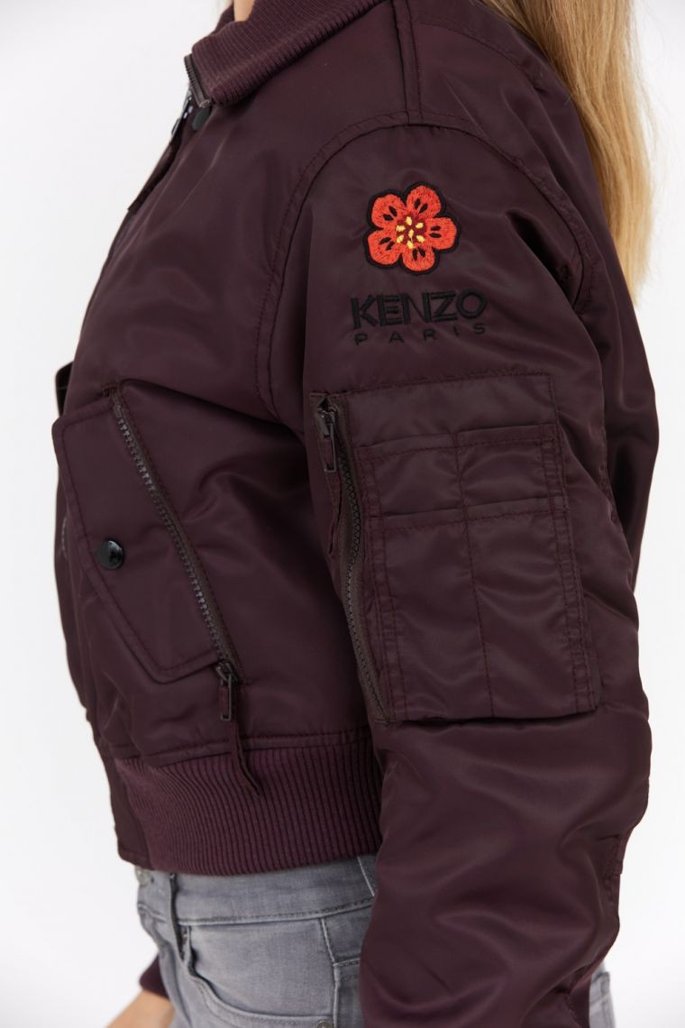 KENZO Bordowa kurtka bomberka damska boke flower