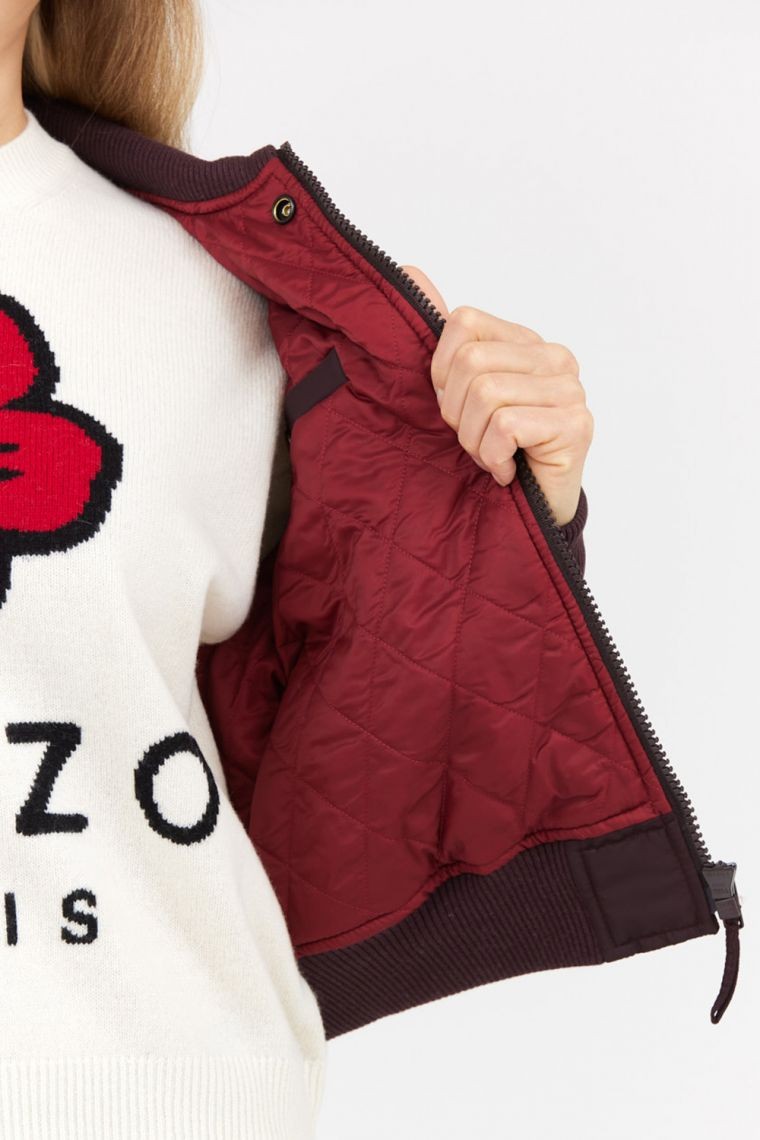 KENZO Bordowa kurtka bomberka damska boke flower