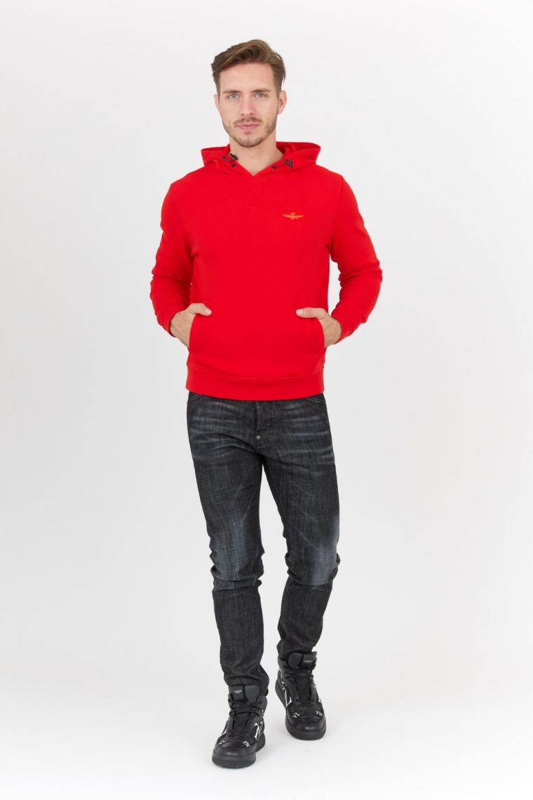 AERONAUTICA MILITARE Red men's hooded sweatshirt