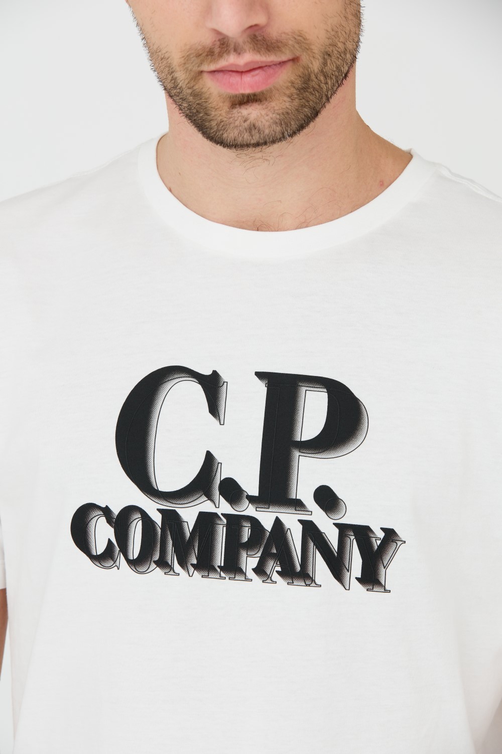 C.P. COMPANY Biały męski t-shirt Short Sleeve