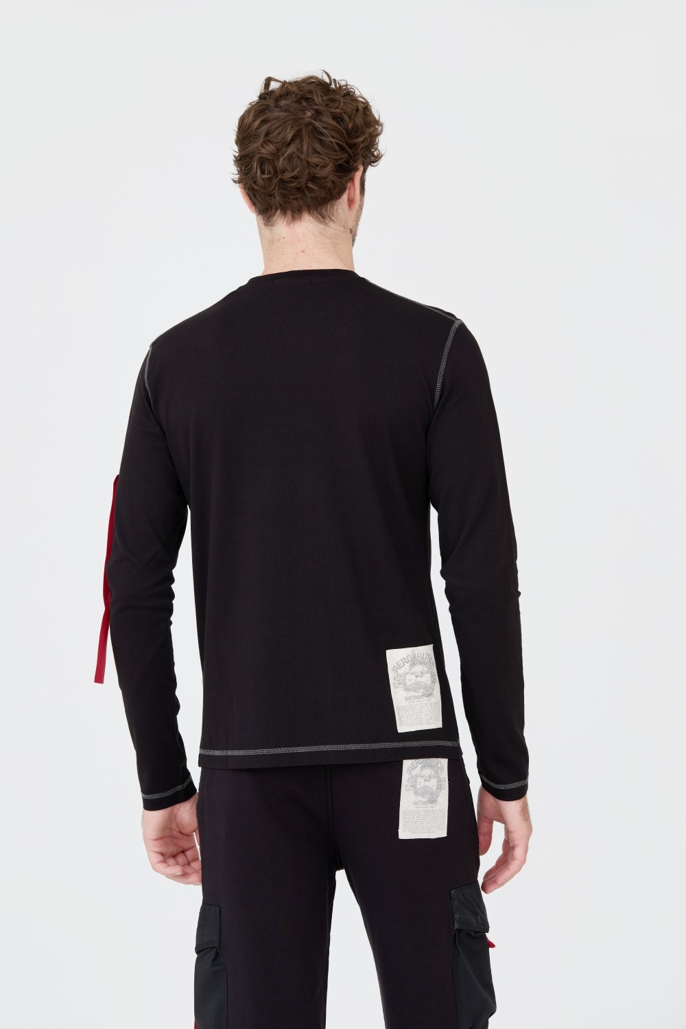 AERONAUTICA MILITARE Black men's cotton longsleeve
