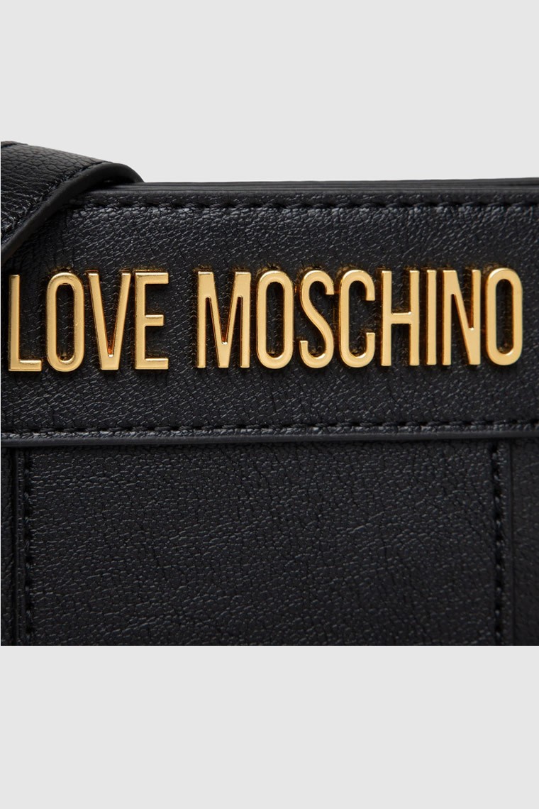 LOVE MOSCHINO Mała czarna torebka ze złotymi nitami