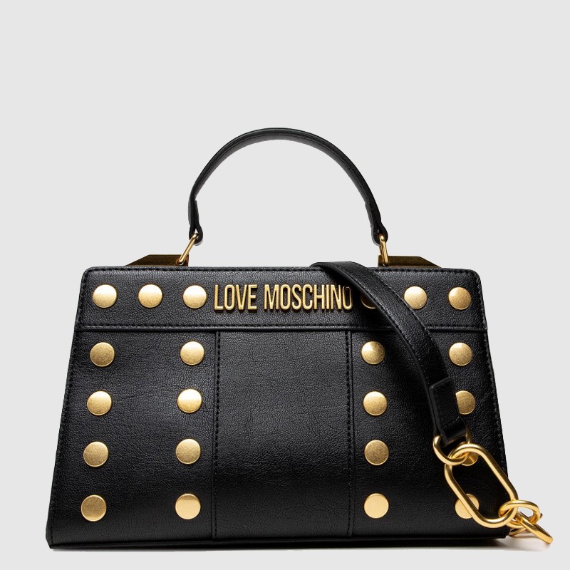 LOVE MOSCHINO Small black handbag with gold rivets