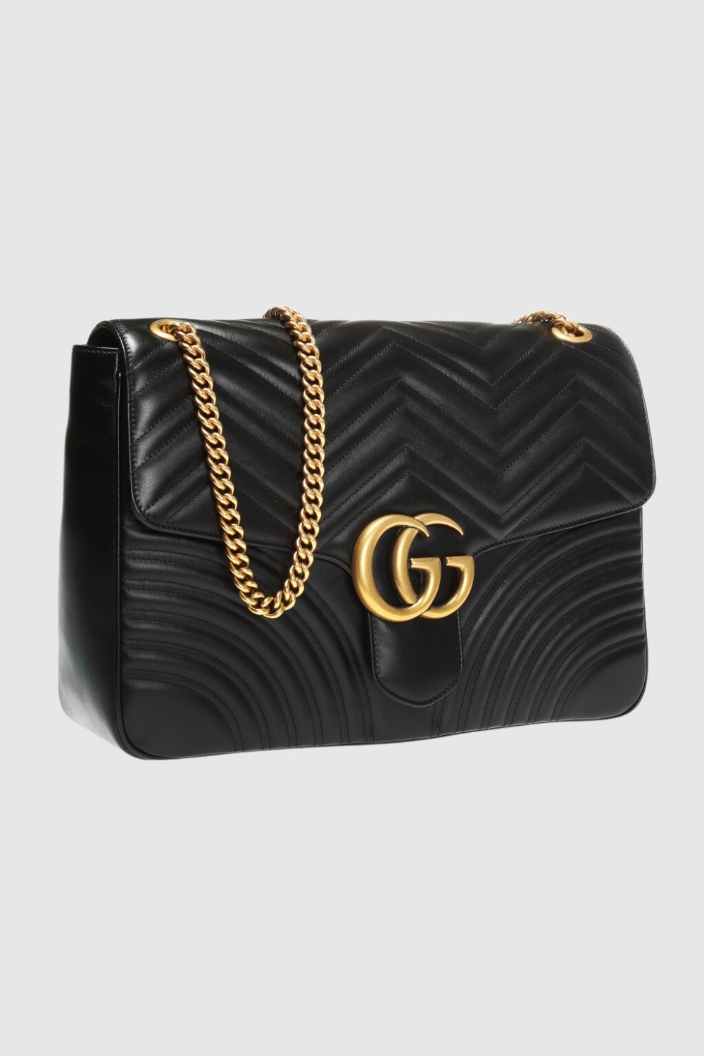 GUCCI Leather Large Handbag GG Marmont