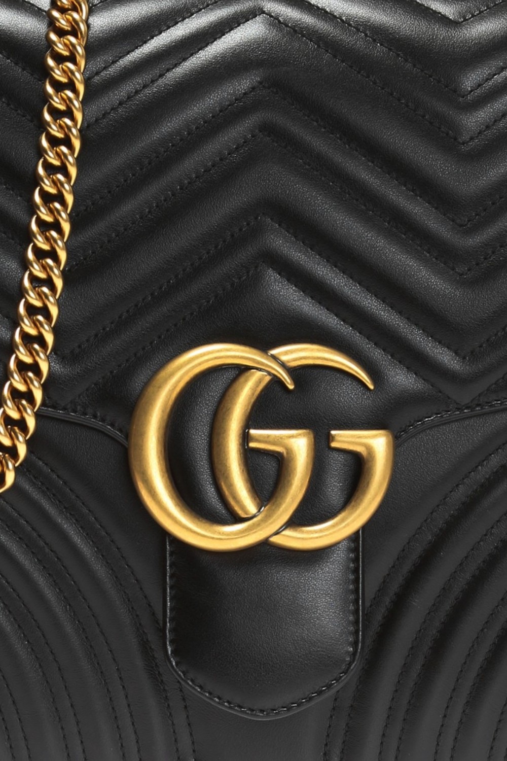 GUCCI Leather Large Handbag GG Marmont