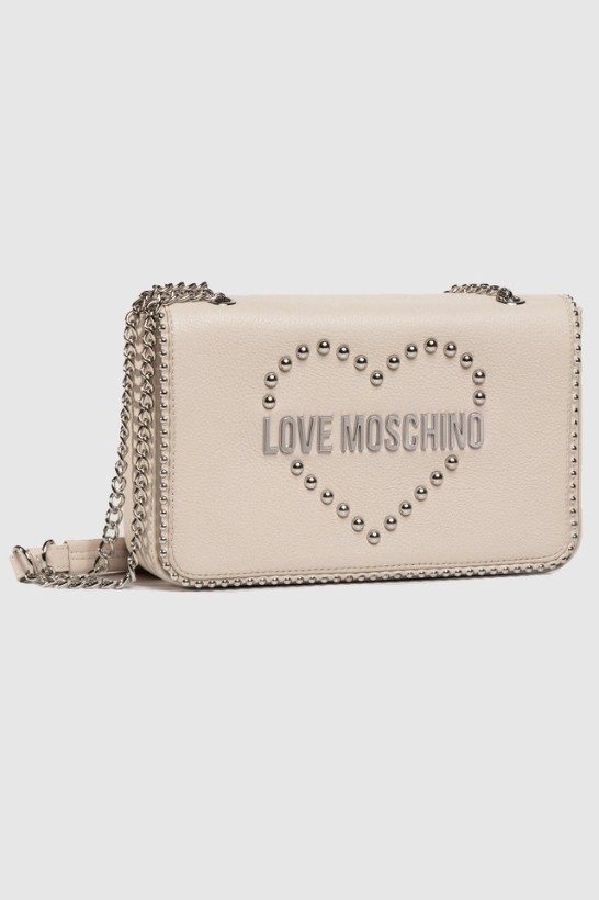 LOVE MOSCHINO Бежева сумка зі срібним серцем