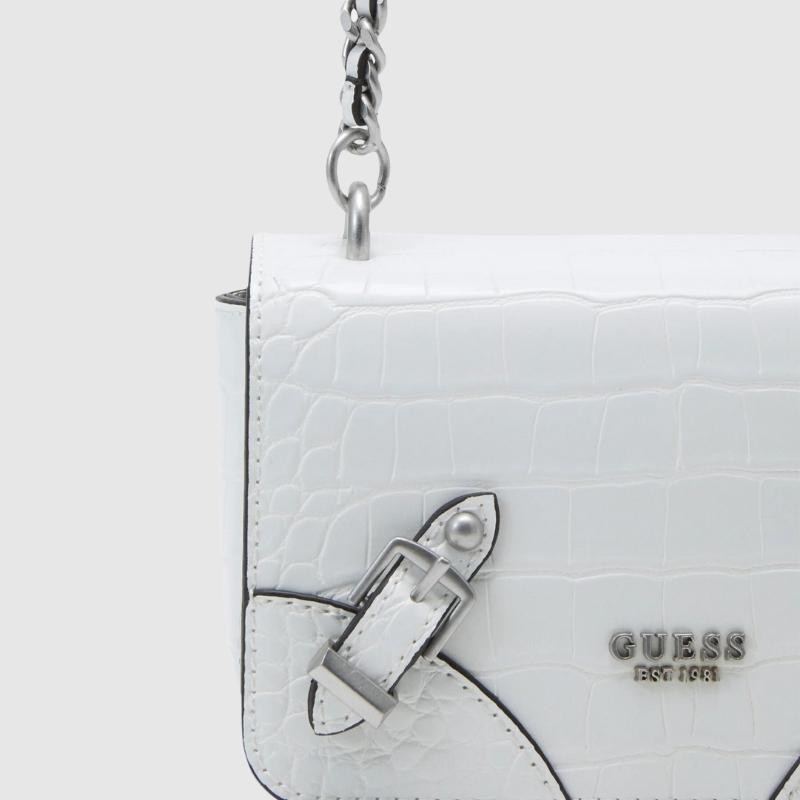 GUESS Mała biała torebka o imitacji skóry krokodyla didi mini