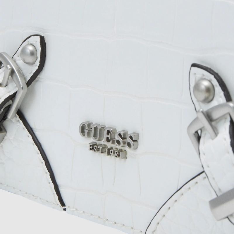 GUESS Mała biała torebka o imitacji skóry krokodyla didi mini