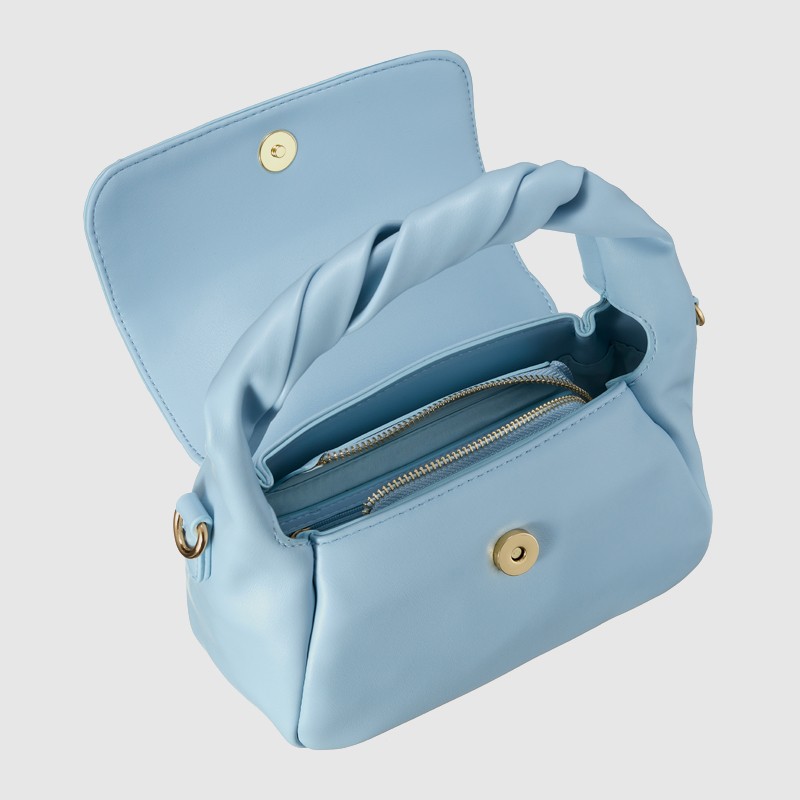 VALENTINO Blue small plain handbag with twisted handle lemonade satchel