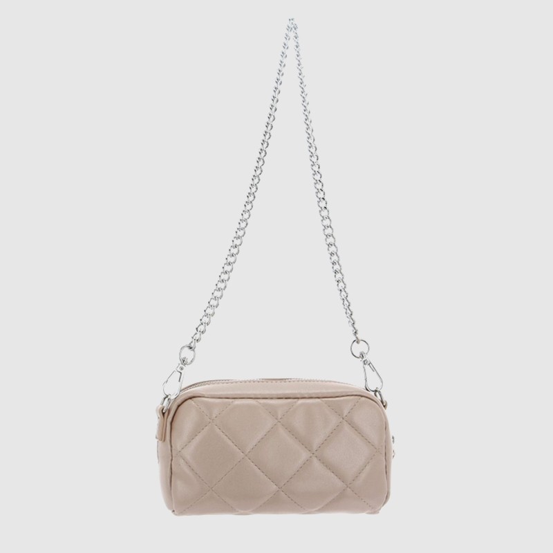 VALENTINO Beżowa pikowana torebka ocarina recycle haversack