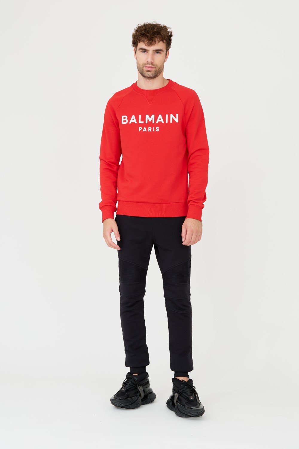 BALMAIN Czerwona bluza Printed Sweatshirt