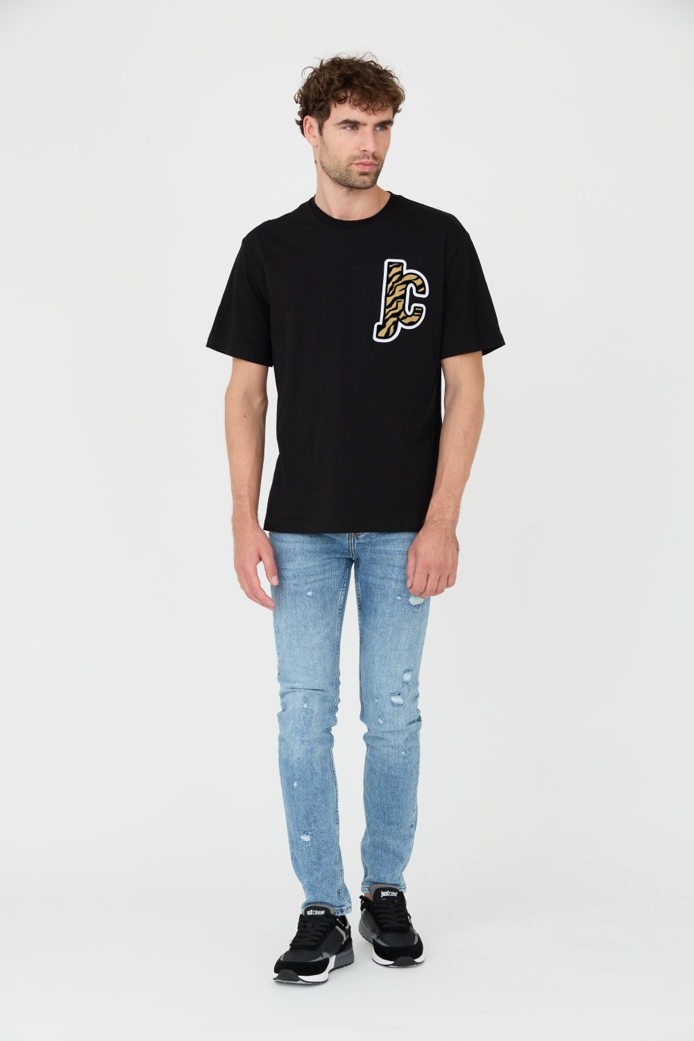 JUST CAVALLI T-shirt czarny R Patch Jc