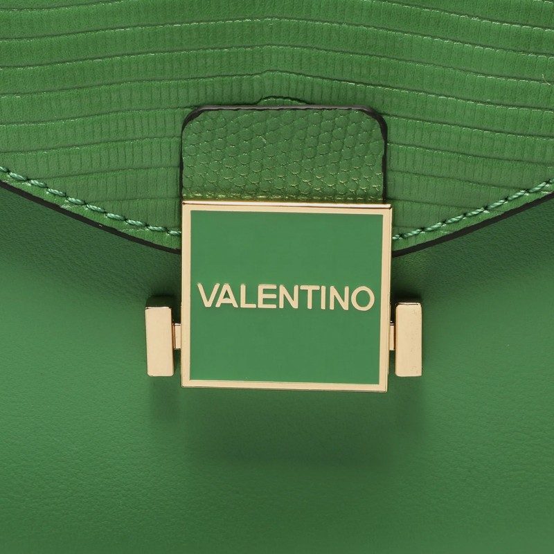 VALENTINO Mały zielony kuferek z logo carrie satchel