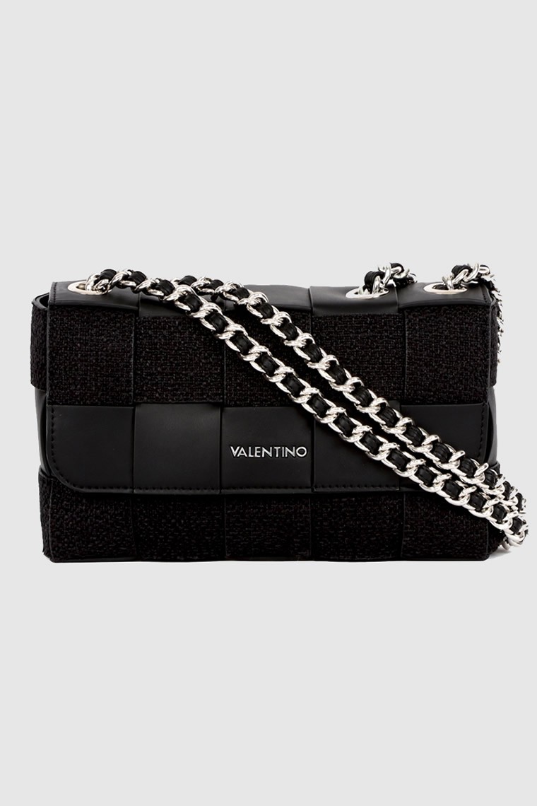 VALENTINO Black braided strudel clutch bag