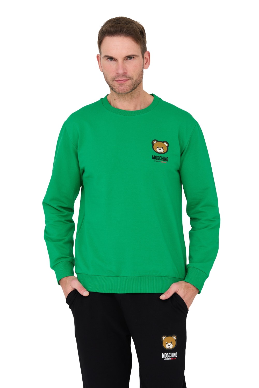 MOSCHINO Zielona męska bluza