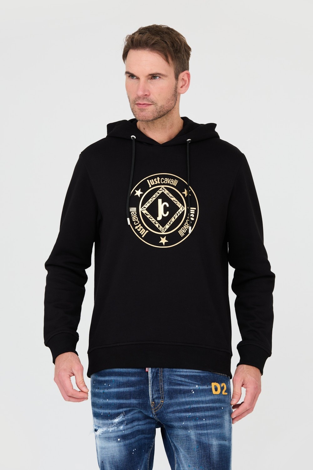 JUST CAVALLI Black Fiche Gold hoodie