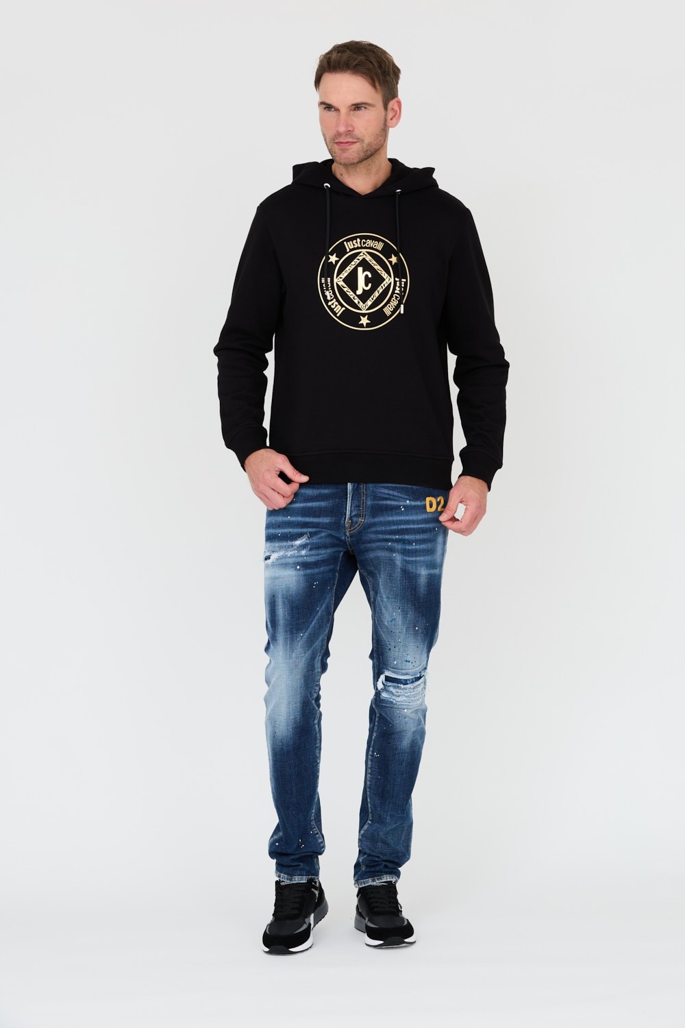 JUST CAVALLI Black Fiche Gold hoodie