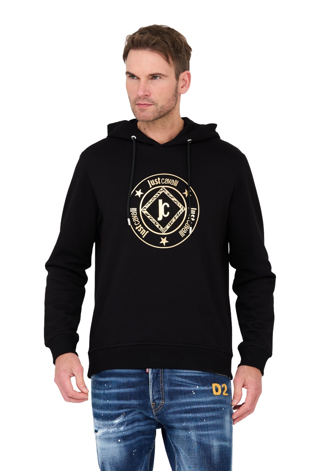 JUST CAVALLI Black Fiche Gold hoodie