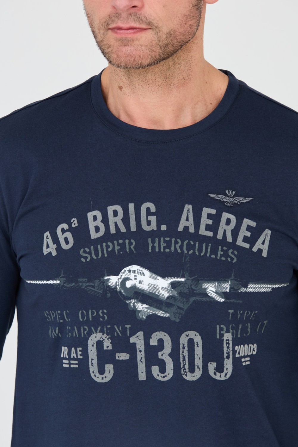 AERONAUTICA MILITARE Темно-синій чоловічий лонгслів 46 авіабригада