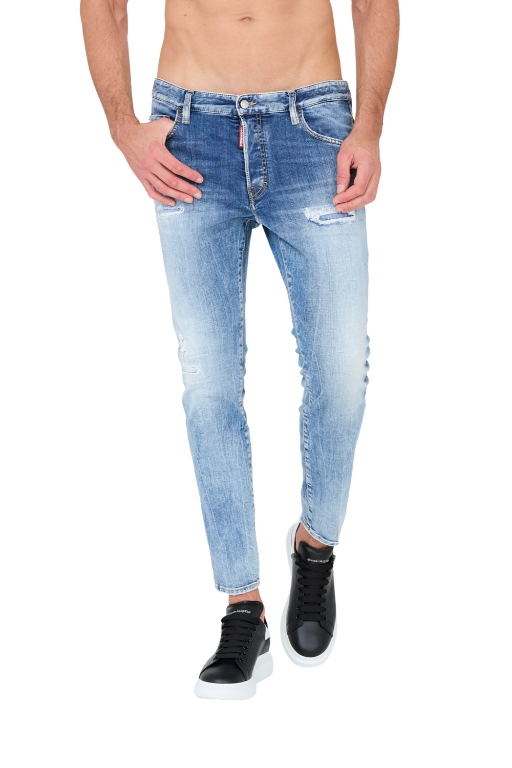 DSQUARED2 Niebieskie męskie jeansy Skater