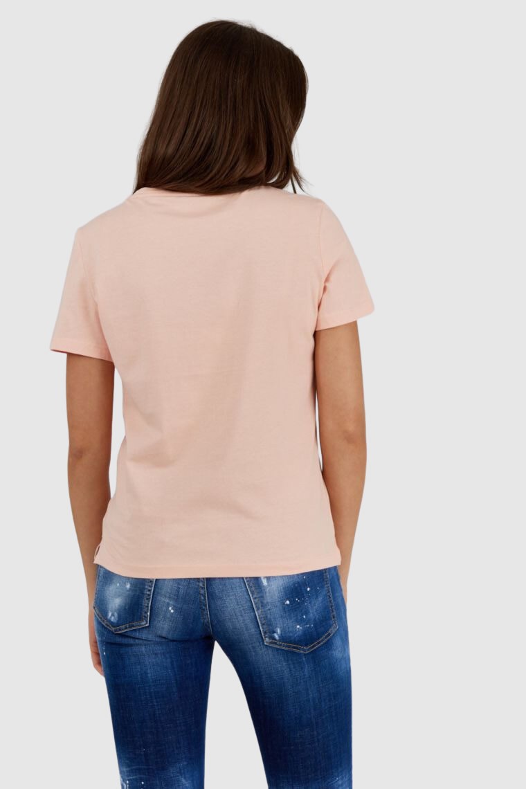 GUESS Tricou de culoare piersică pentru femei cu logo triunghiular