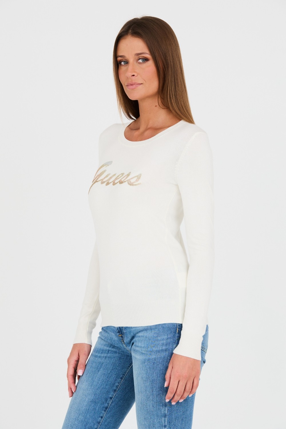 GUESS Beige sweater with zircons