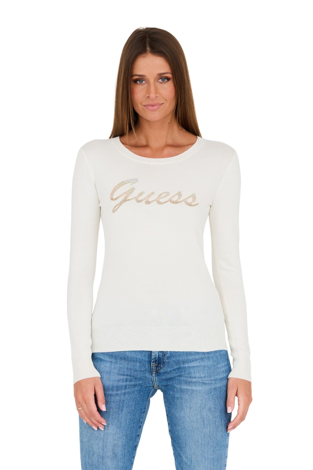 GUESS Beige sweater with zircons