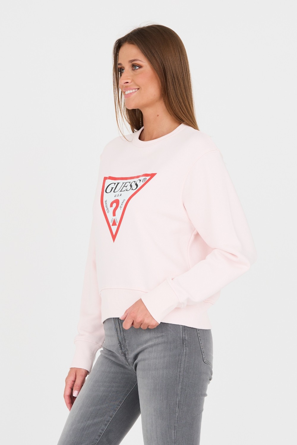 Hanorac original din fleece pentru femei GUESS Pink